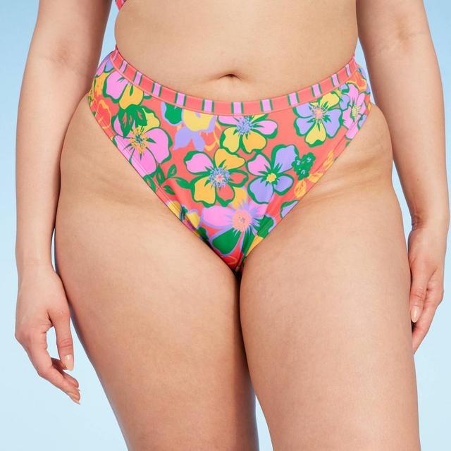 Womens Low-Rise High Leg Cheeky Bikini Bottom - Wild Fable Multi Floral Print Product Image