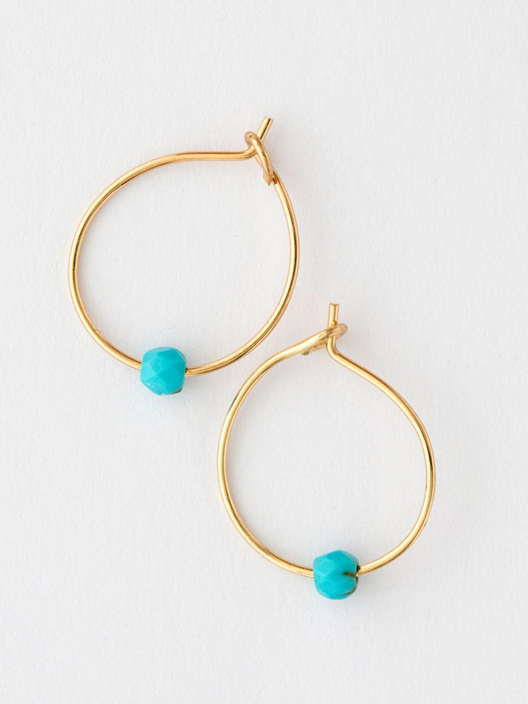 Tiny Hoop Earrings - Turquoise Product Image