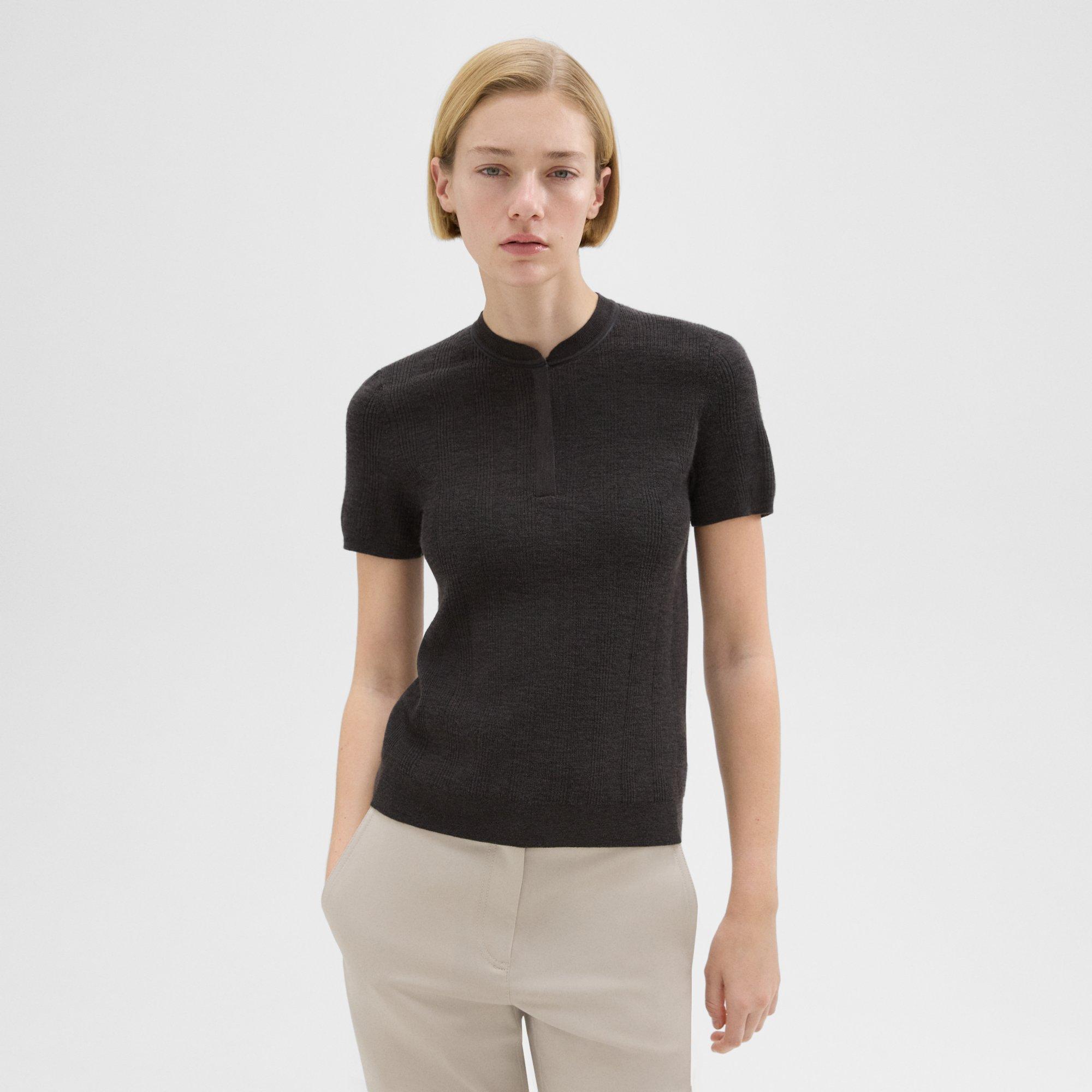 Rib Knit Short-Sleeve Henley | Theory Project product image