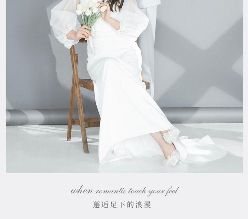 Long-Sleeve Plain Sheath Wedding Gown Product Image