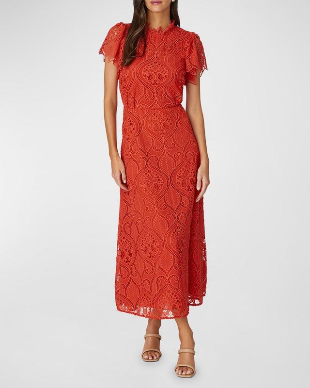Norma Embroidered Cutout Midi Dress Product Image