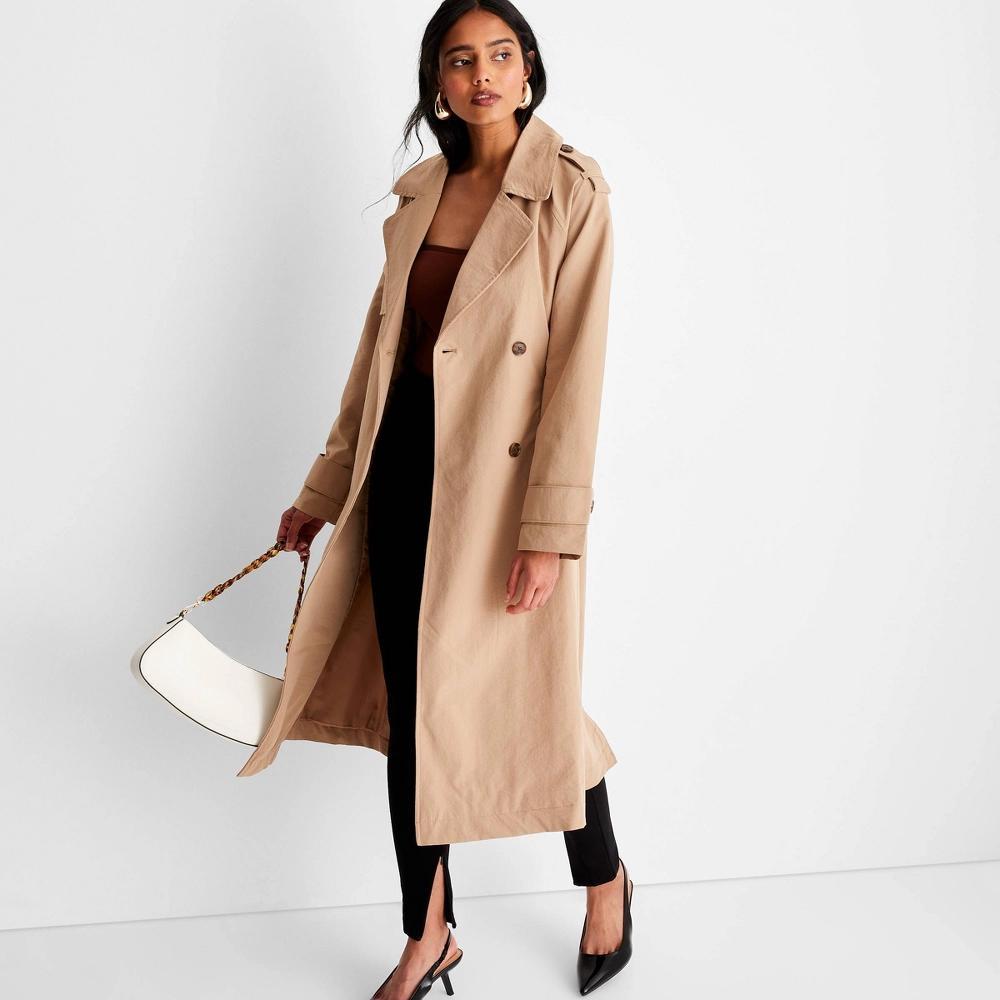 Women's Classic Trench Coat - A New Day™ Tan M Product Image