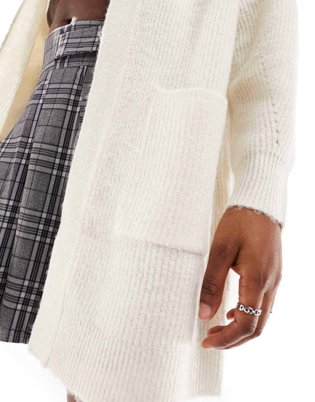 Selected knitted longline cardigan in white Product Image