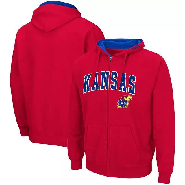 Mens Colosseum Kansas Jayhawks Arch & Logo 3.0 Full-Zip Hoodie Product Image