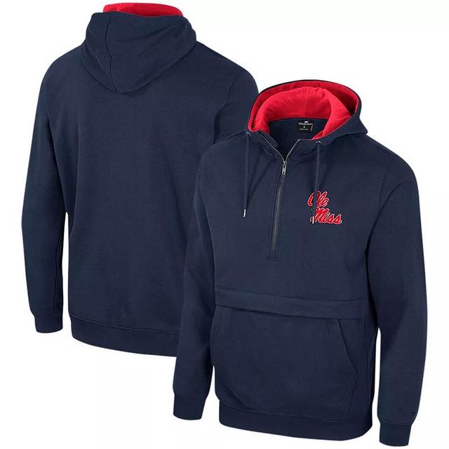 Mens Colosseum Ole Miss Rebels Half-Zip Hoodie Blue Product Image