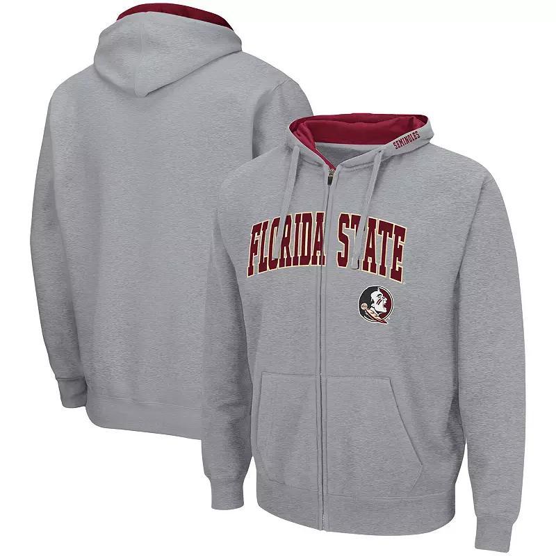 Mens Colosseum Heathered Gray Auburn Tigers Arch & Logo 3.0 Full-Zip Hoodie AUB Grey Product Image