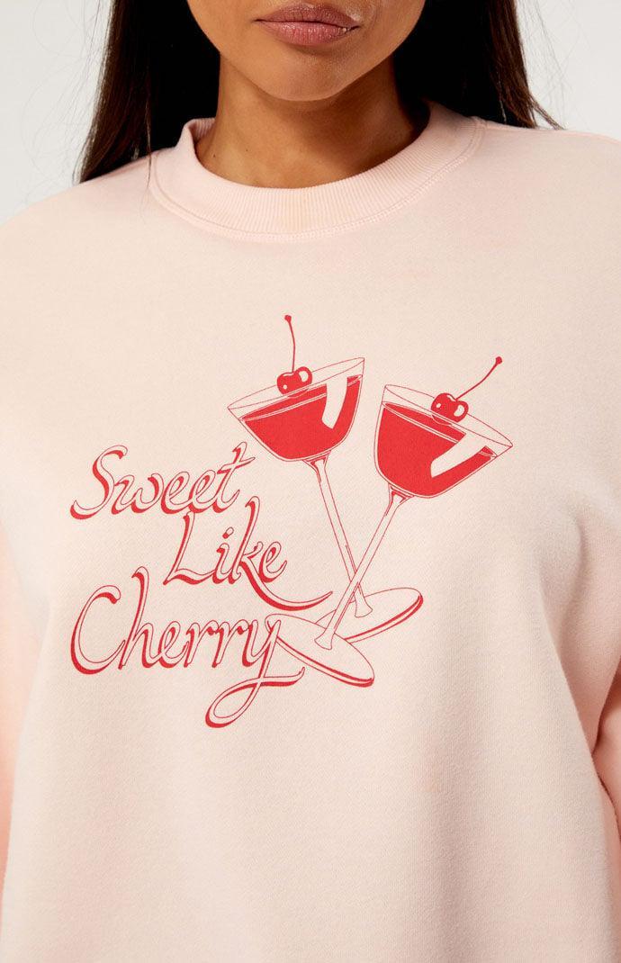 Women's Cherry Cocktail Crew Neck Sweatshirt Product Image