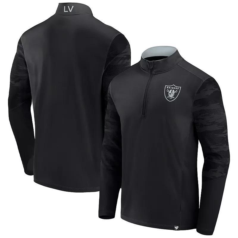 Mens Fanatics Las Vegas Raiders Blackout Ringer Lightweight Quarter-Zip Jacket Product Image