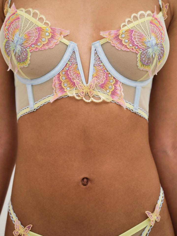 Pastel Papillon Longline Bra — Yellow Product Image