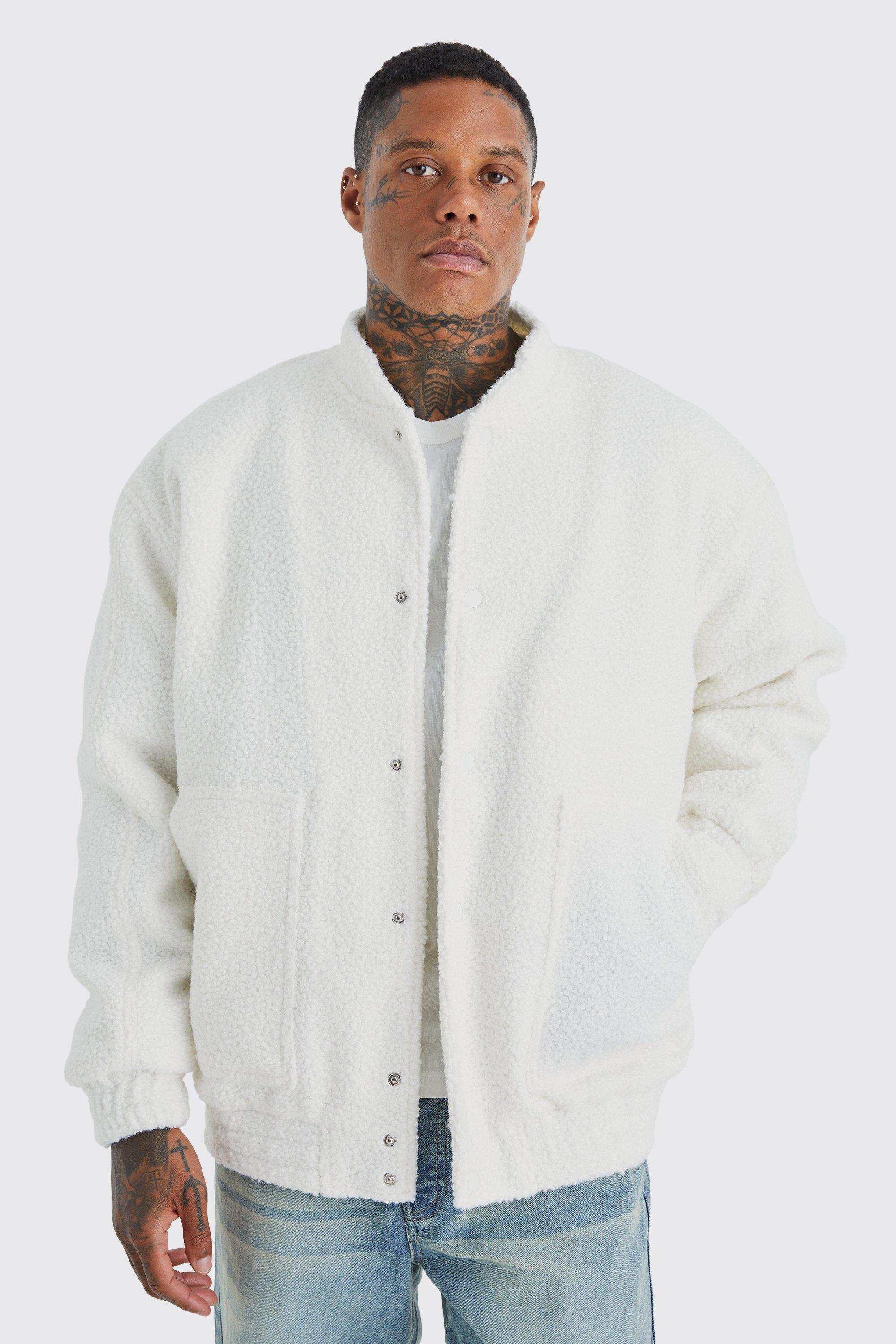 Oversized Heavy Boucle Textured Bomber | boohooMAN USA product image