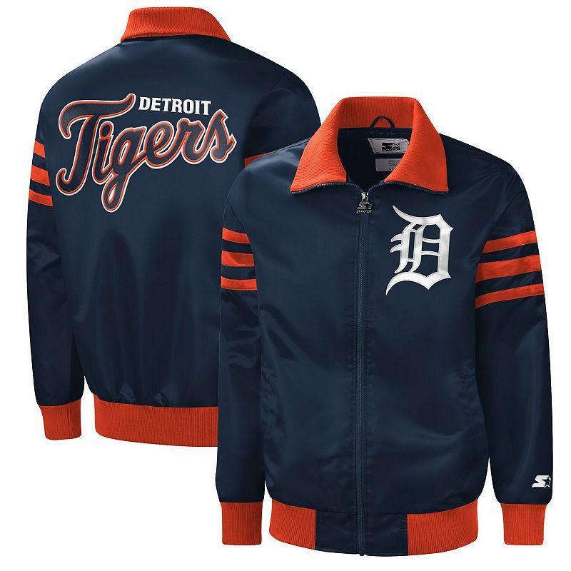 Mens Starter Detroit Tigers The Captain II Full-Zip Varsity Jacket Blue Product Image