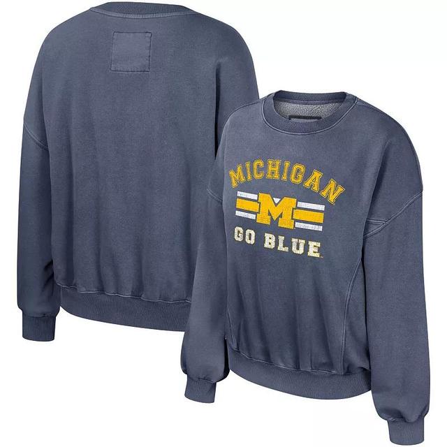 Womens Colosseum Michigan Wolverines Audrey Washed Pullover Sweatshirt Blue Product Image