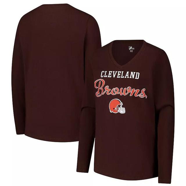 Womens G-III 4Her by Carl Banks Cleveland s Post Season Long Sleeve V-Neck T-Shirt Product Image