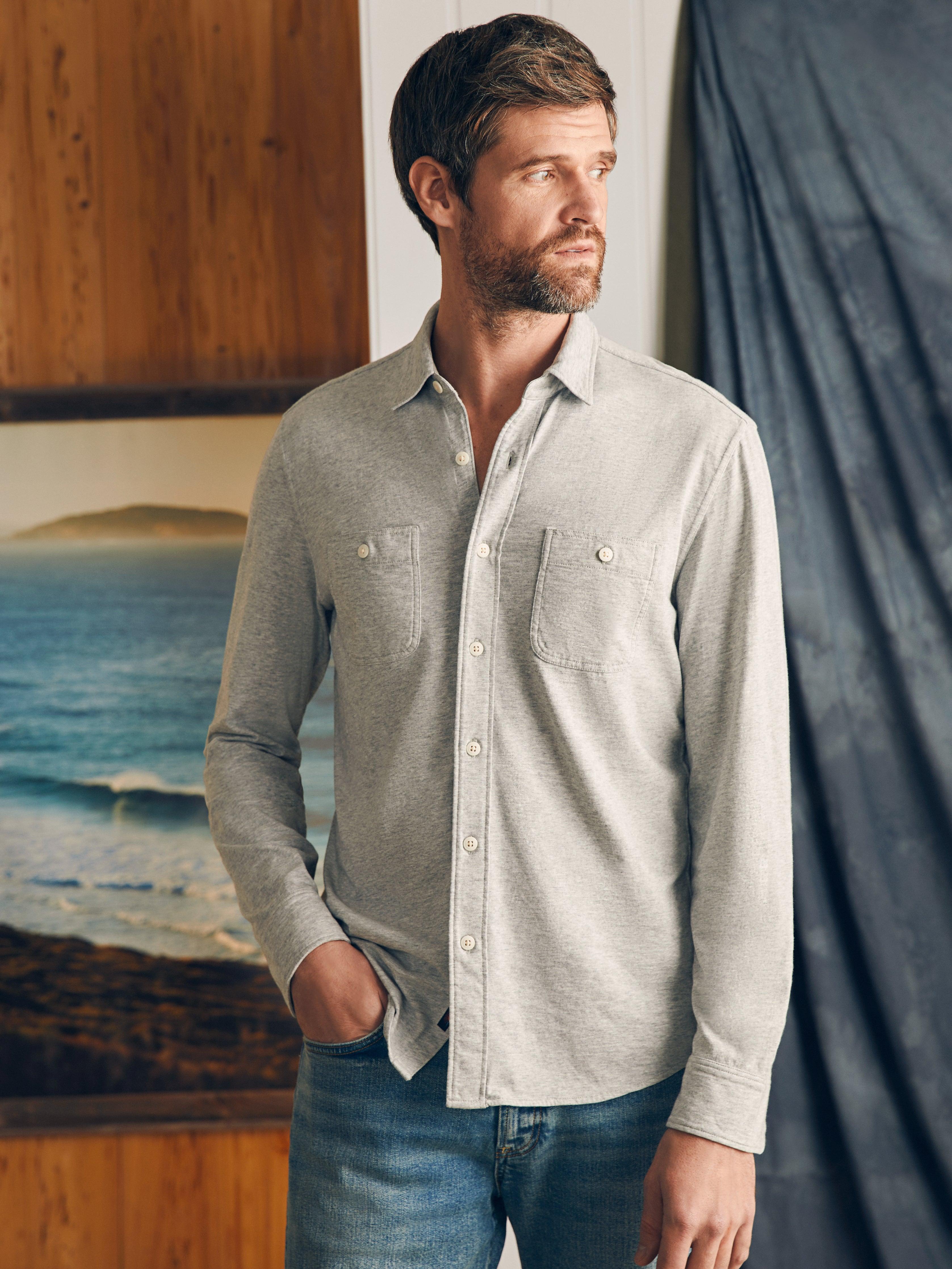 Sunwashed Knit Shirt - Heather Grey Male Product Image