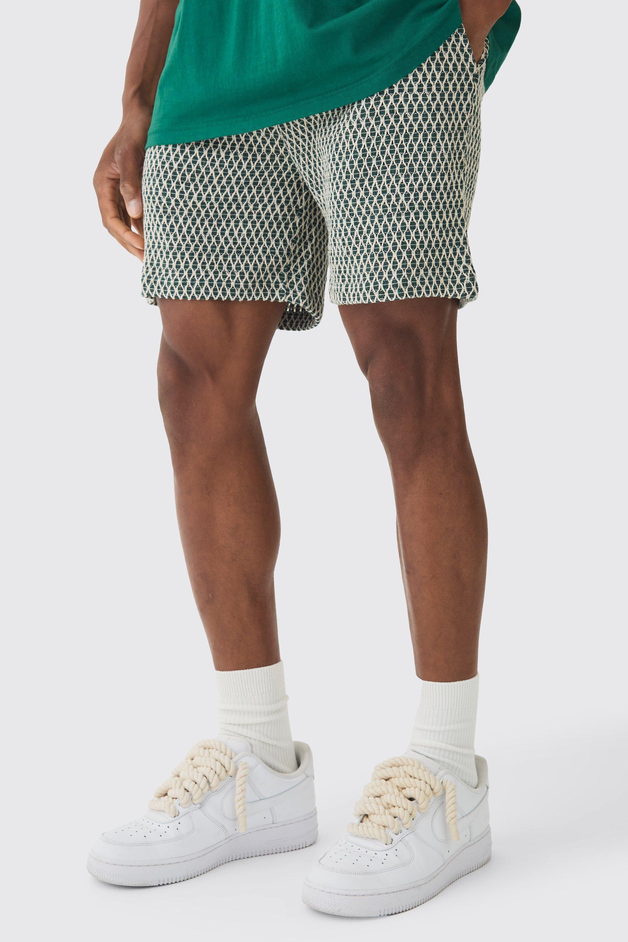 Elasticated Waist Crochet Bermuda Shorts | boohooMAN USA Product Image