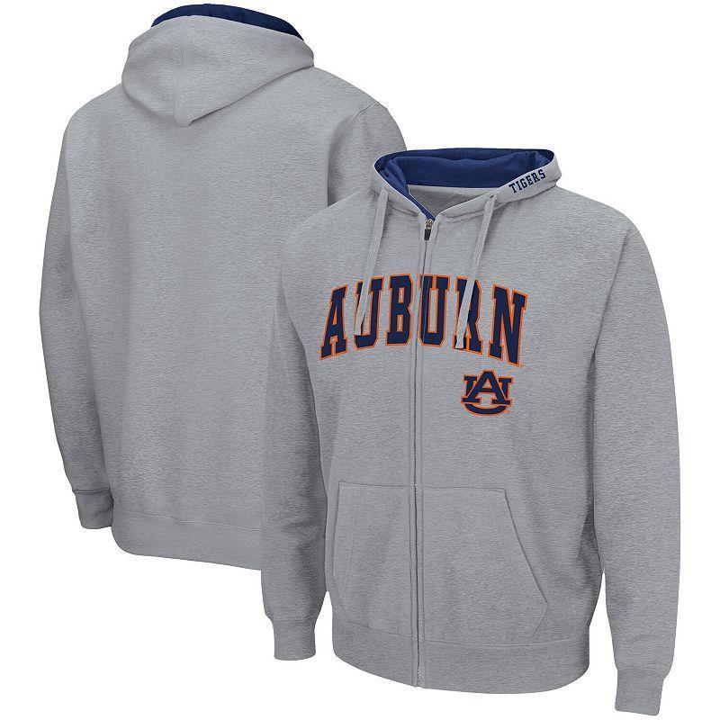 Mens Colosseum Heathered Gray Auburn Tigers Arch & Logo 3.0 Full-Zip Hoodie AUB Grey Product Image