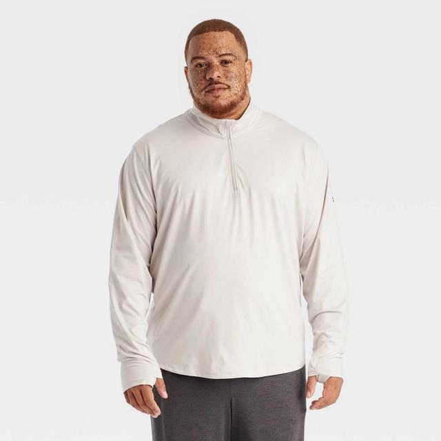 Mens Big Soft Stretch Zip Top - All In Motion Heathered Beige 3XL Product Image