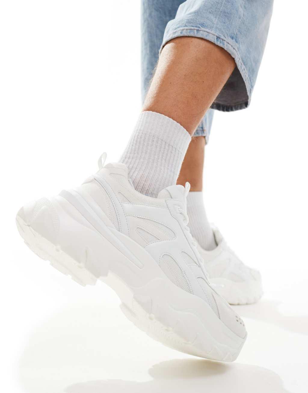 ASOS DESIGN chunky sneakers in white Product Image