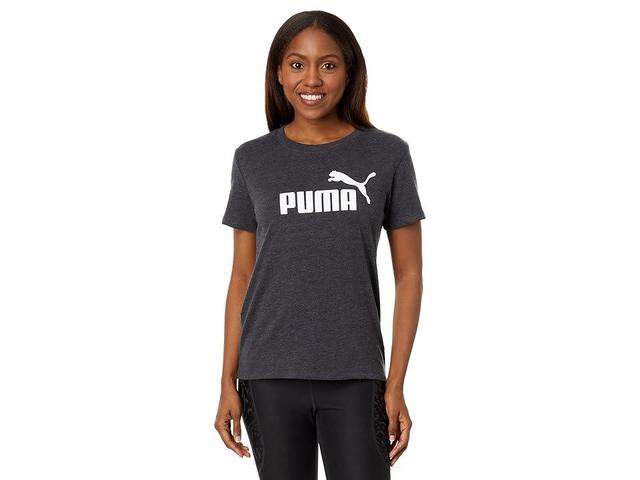 PUMA Essentials Logo Short Sleeve Tee (Dark Heather/Puma White) Women's Clothing Product Image