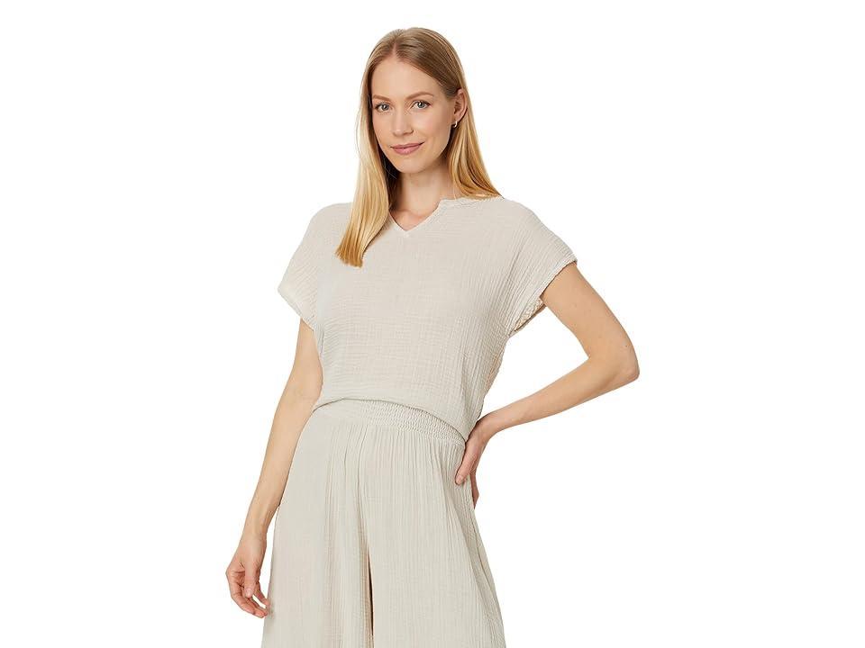 Michael Stars Naomi Split Neck Top (Cement) Women's Clothing product image