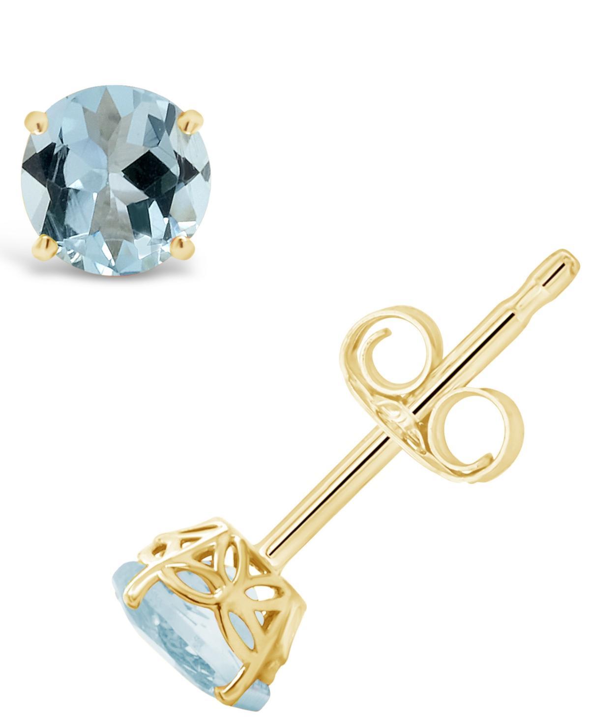 Celebration Gems 14k Gold Aquamarine Stud Earrings, Womens, Blue Product Image