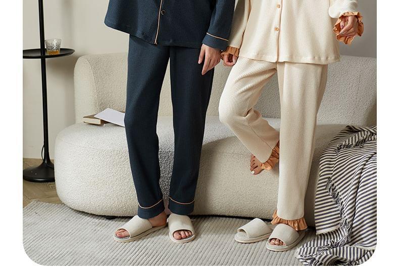 Couple Matching Loungewear Set : Long-Sleeve Bear Print Top + Pants Product Image