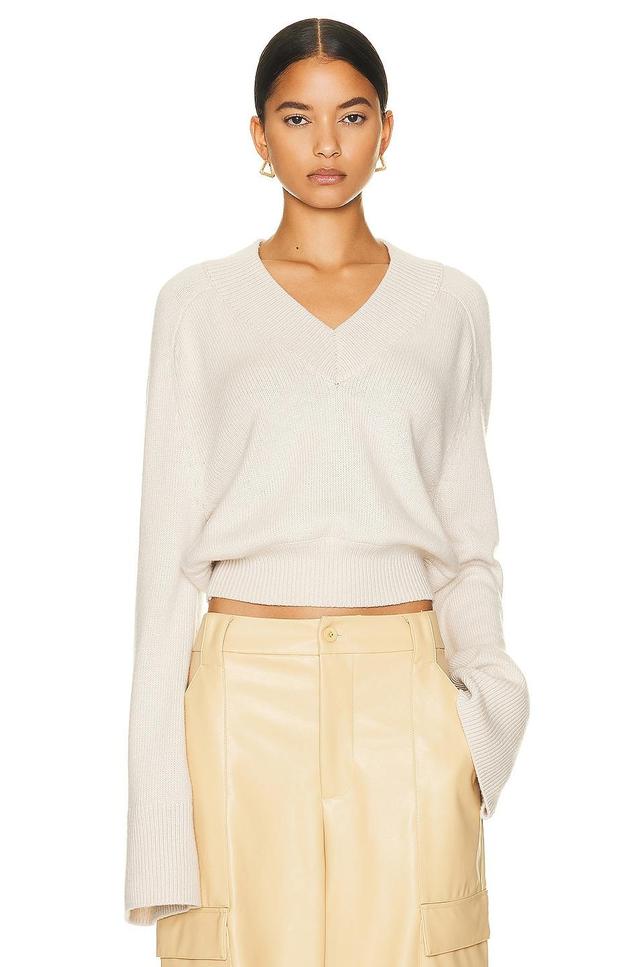 Helsa Talena V Neck Sweater in Neutral. - size S (also in L, M) Product Image