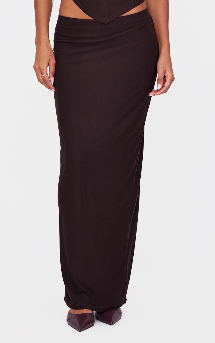 Chocolate Soft Touch Ruched Maxi Skirt Product Image