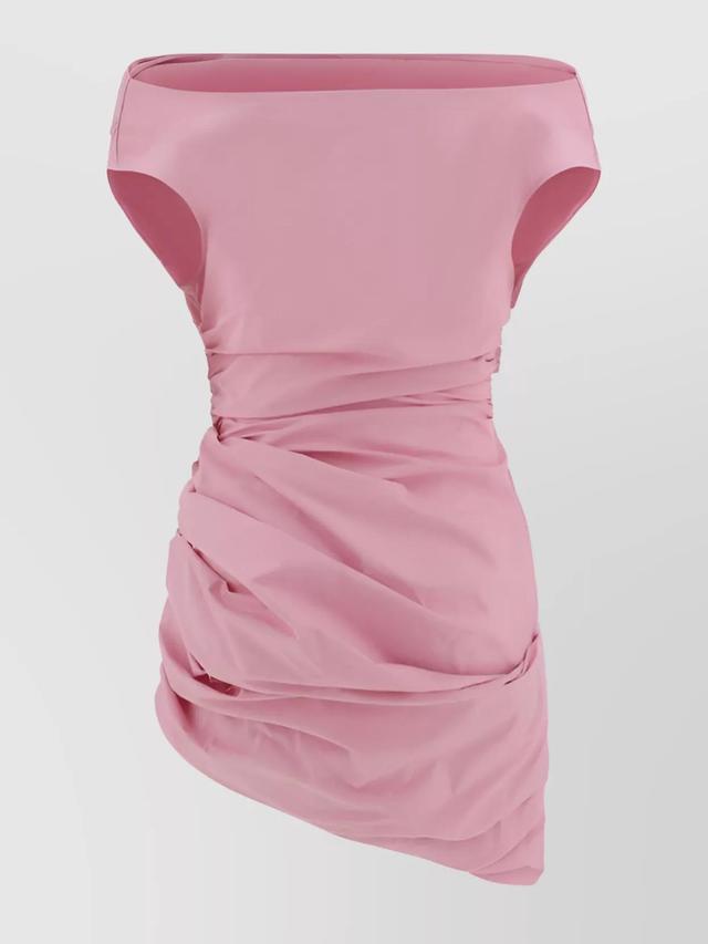 MAGDA BUTRYM Draped Ruching Detail Cotton Dress In Pink Product Image