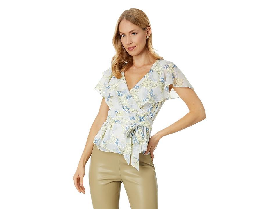 Ted Baker Gemmiaa Wrap Top with Ruffle Sleeves (Sky ) Women's Clothing Product Image