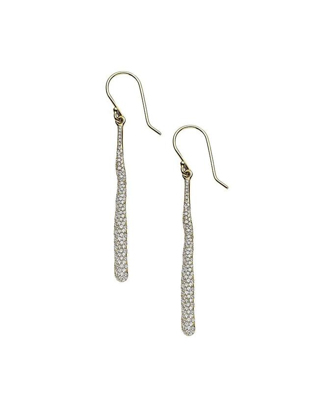 Womens Stardust 18K Green Gold & Diamond Pav Squiggle Stick Earrings Product Image