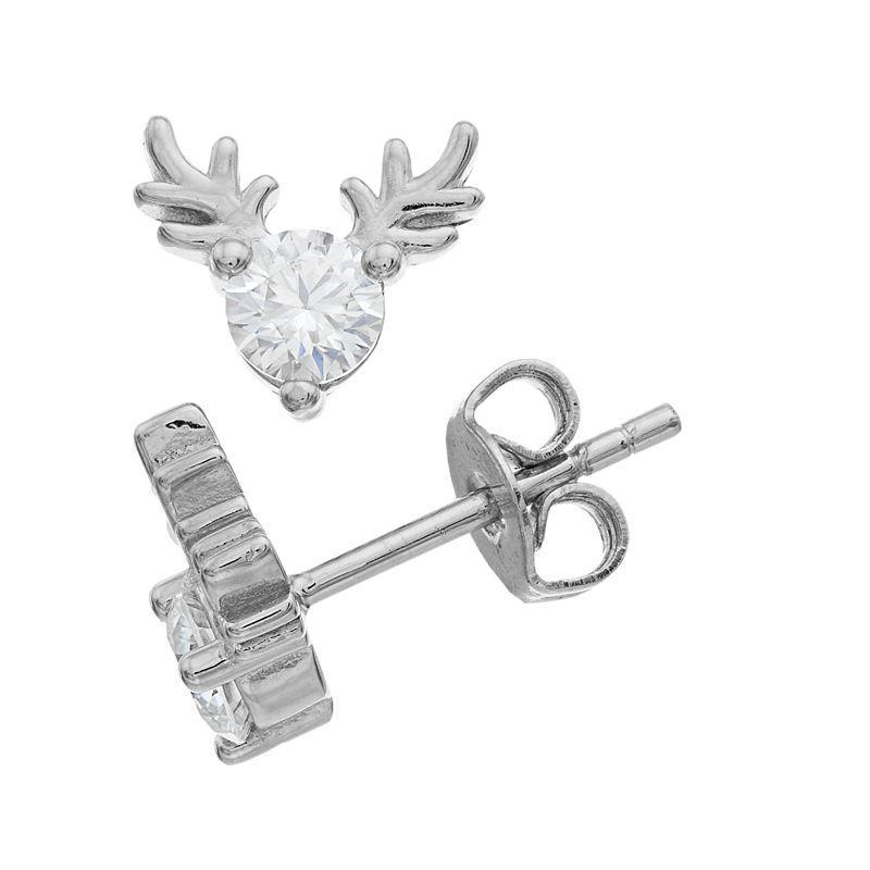 Stella Valentino Sterling Silver Lab Created Moissanite Antler Stud Earrings, Womens Product Image