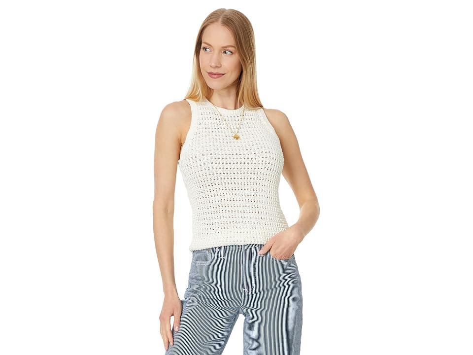 Madewell Crochet-Knit Crewneck Sweater Tank in Stripe (Bright Ivory) Women's Sweater product image