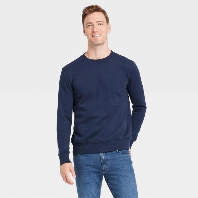 Mens Regular Fit Crewneck Pullover Sweatshirt - Goodfellow & Co Navy Blue XL Product Image