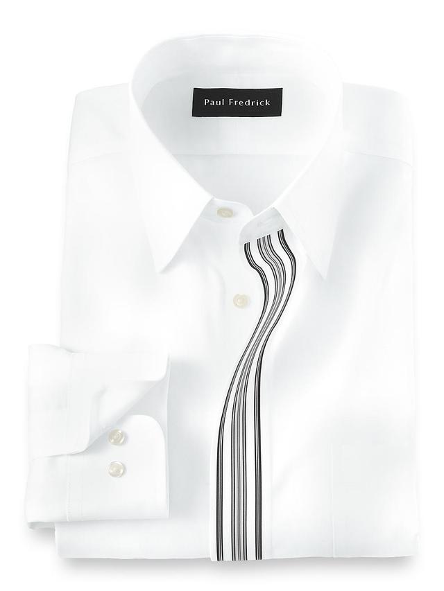 Non-iron Cotton Solid Dress Shirt With Contrast Trim Product Image