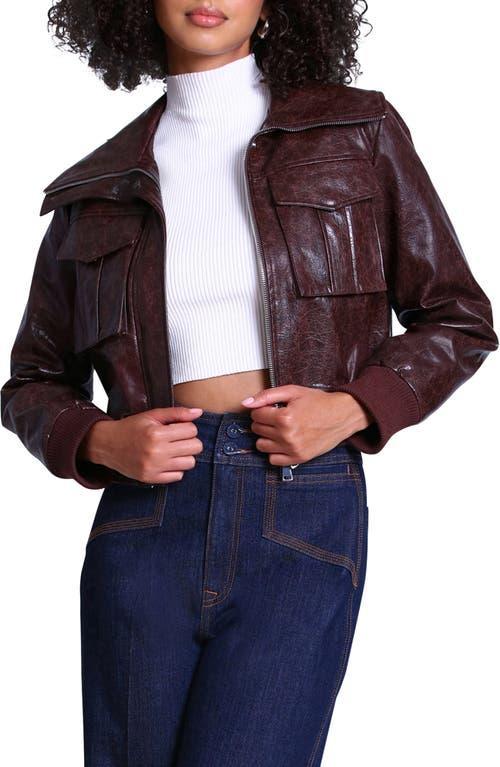 Avec Les Filles Faux-Ever Leather Crop Bomber Jacket Product Image