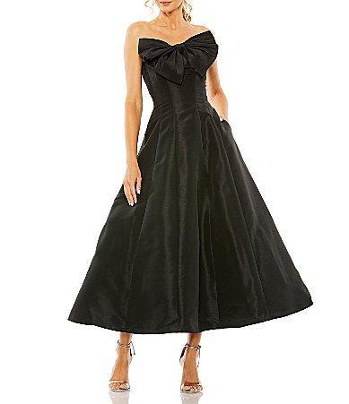 Mac Duggal Bow Front Strapless Taffeta A-Line Gown Product Image