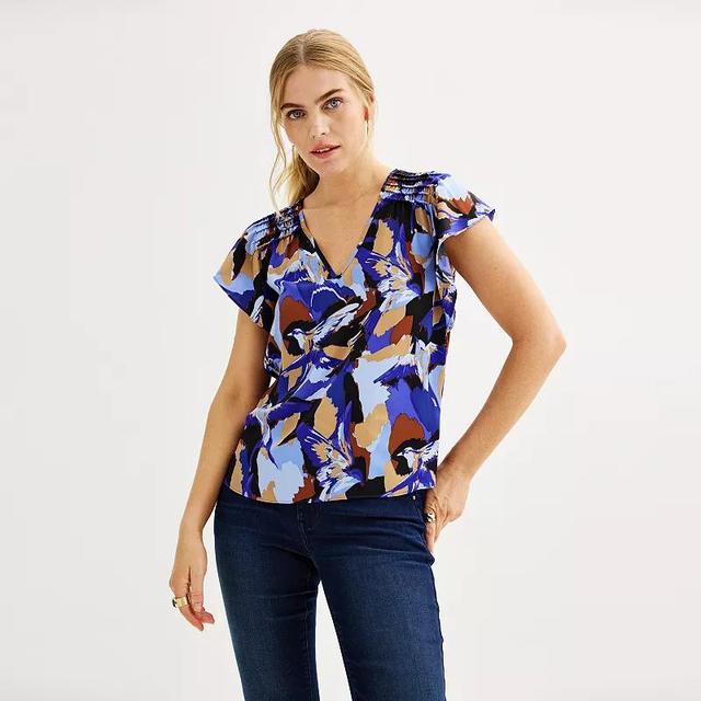 Womens Nine West Short Sleeve V-Neck Blouse Product Image