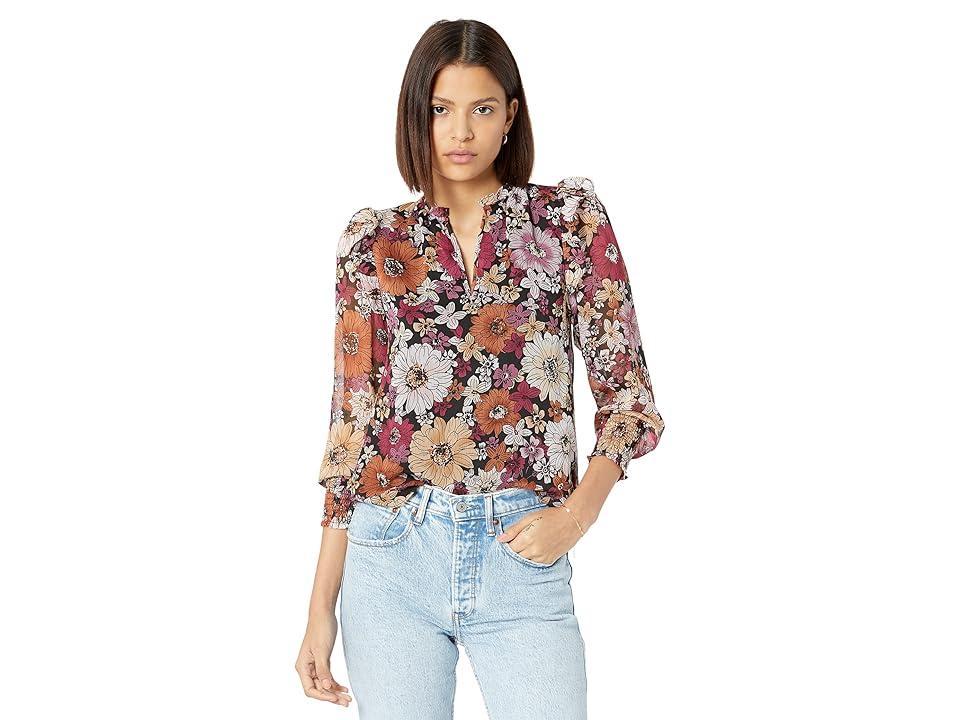 Steve Madden Floral Me Not Top (Rust/Black) Women's Blouse Product Image