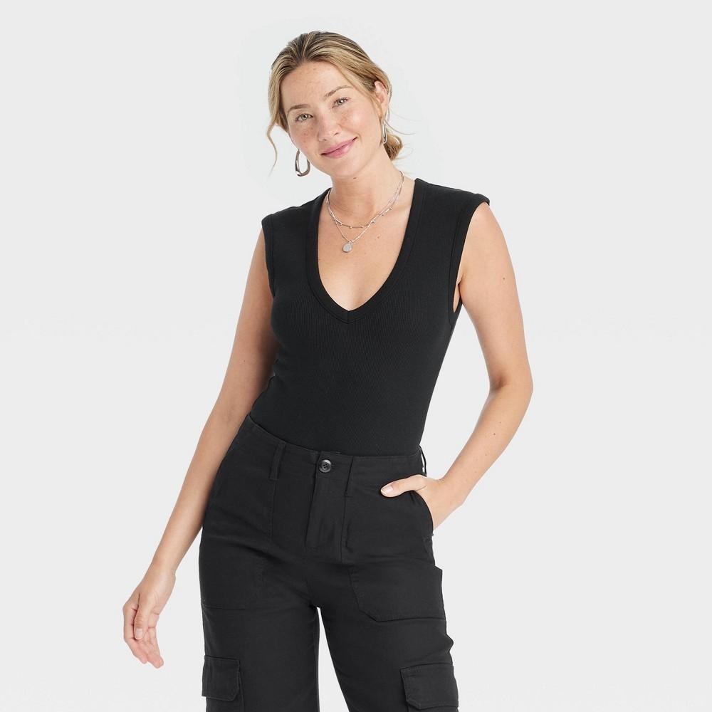 Womens Rib Bodysuit - Universal Thread Black Product Image