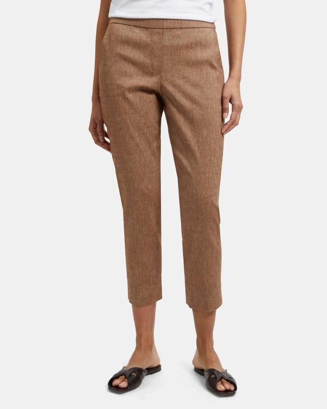 Slim Cropped Pull-On Pant in Linen Blend Mélange Product Image