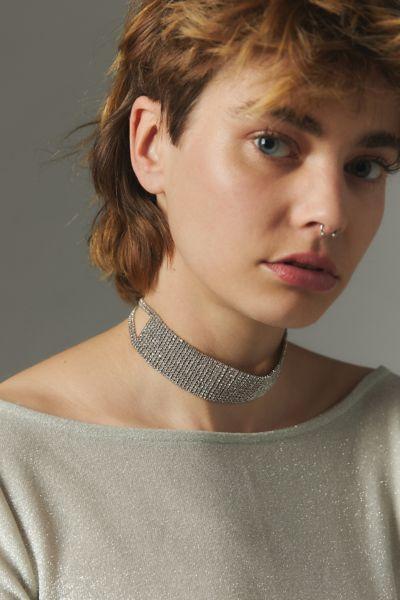 Urban Outfitters Statement Rhinestone Mesh Choker Necklace Womens at Urban Outfitters Product Image