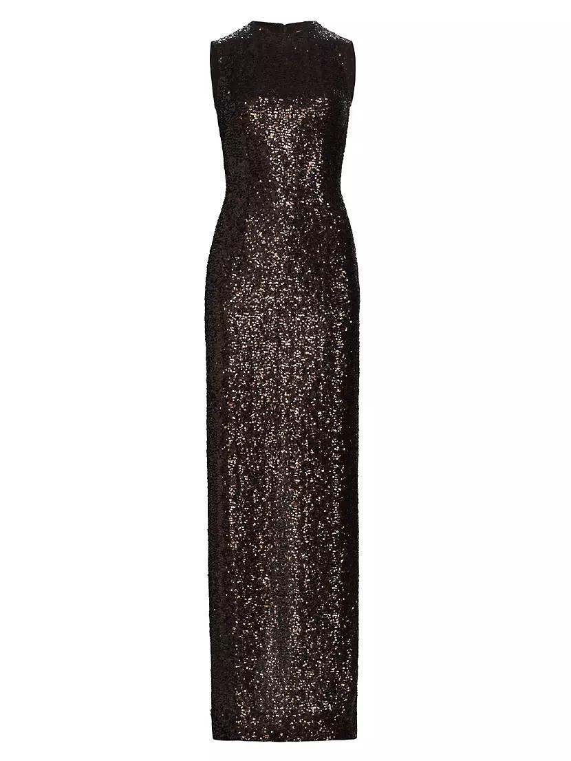 Sequined Sleeveless Column Gown Product Image