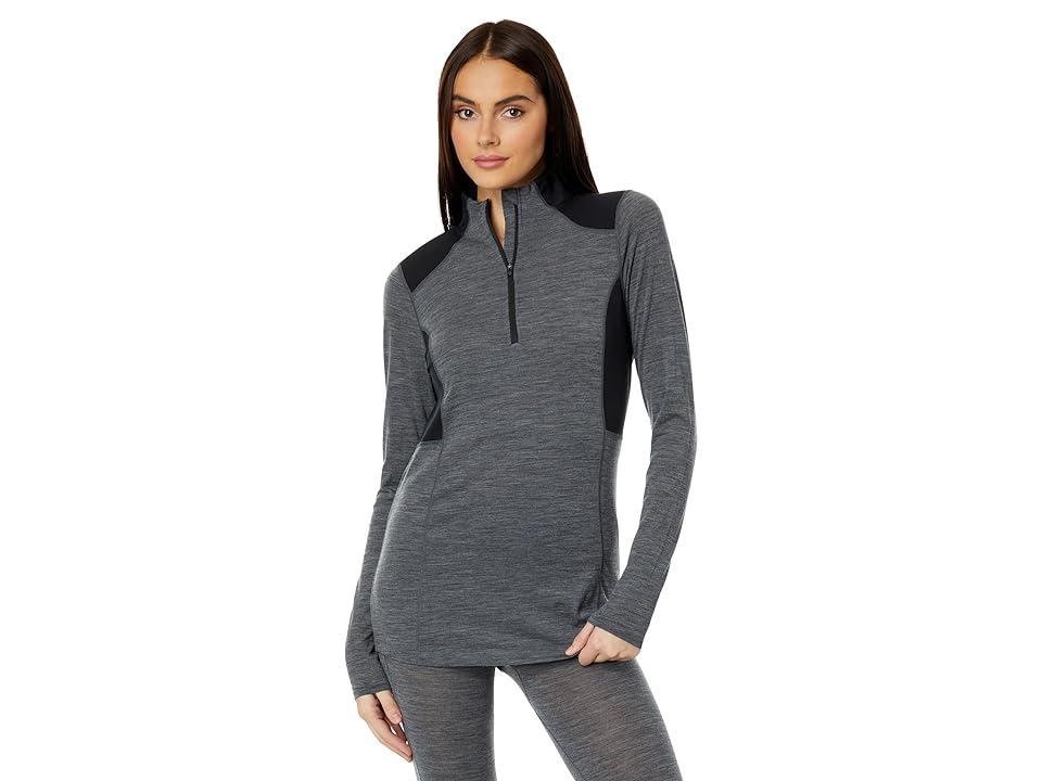 Hot Chillys Clima-Wool Zip-T (Grey Heather/Black) Women's Clothing Product Image