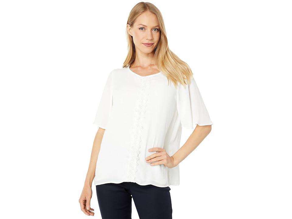 Vince Camuto Short Sleeve Center Front Diamond Dot Lace Tee (New Ivory) Women's Clothing Product Image