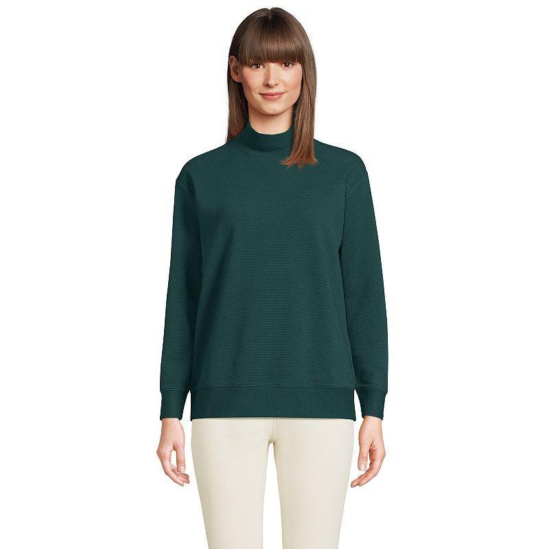 Womens Lands End Long Sleeve Ottoman Mock Pullover Product Image