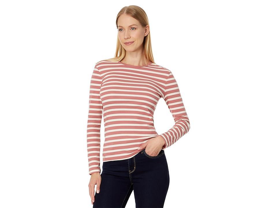 Lauren Ralph Lauren Striped Cotton Long-Sleeve Tee Mahogany/Mas Cream) Women's Clothing Product Image