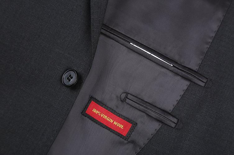 (Limited Sizes) 100% Virgin Wool Regular Fit 2 Piece Suit In Charcoal Product Image