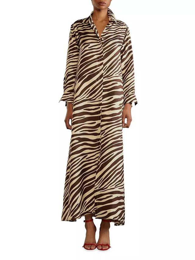 Silk Zebra Maxi Shirtdress Product Image