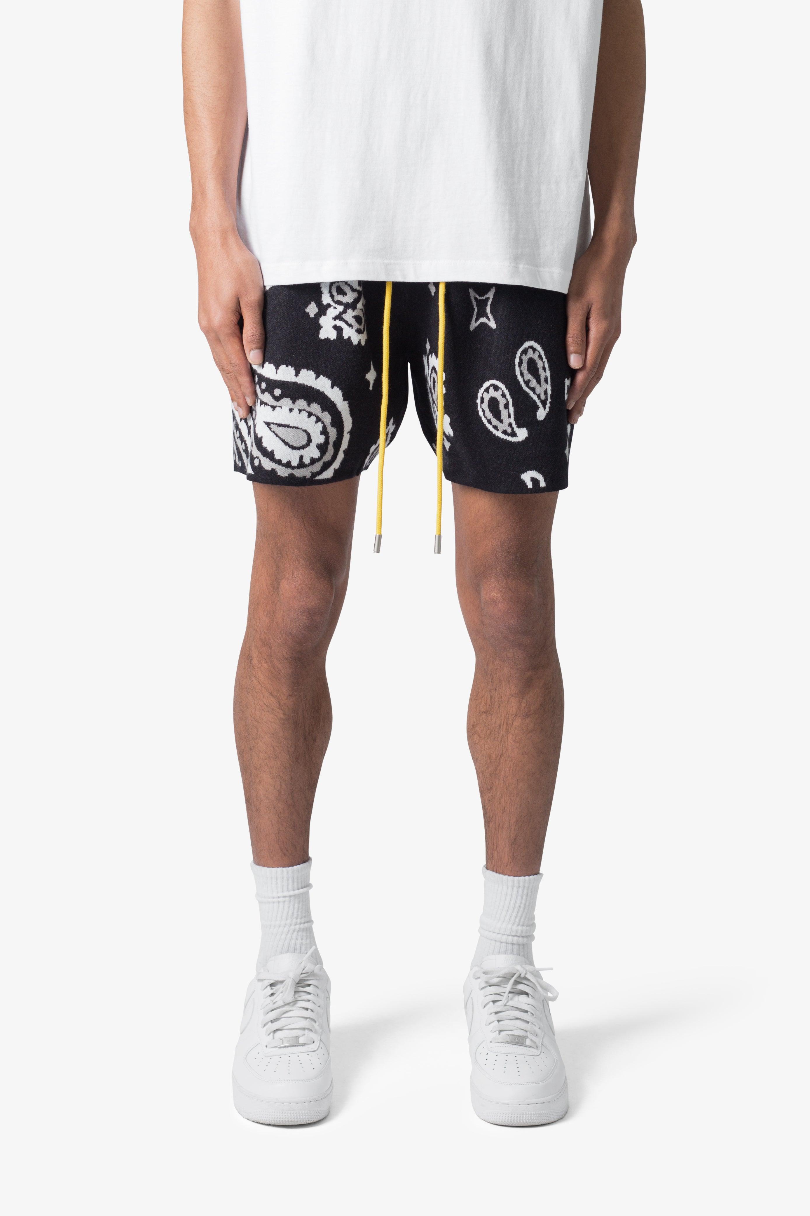 Paisley Knit Shorts - Black Male Product Image